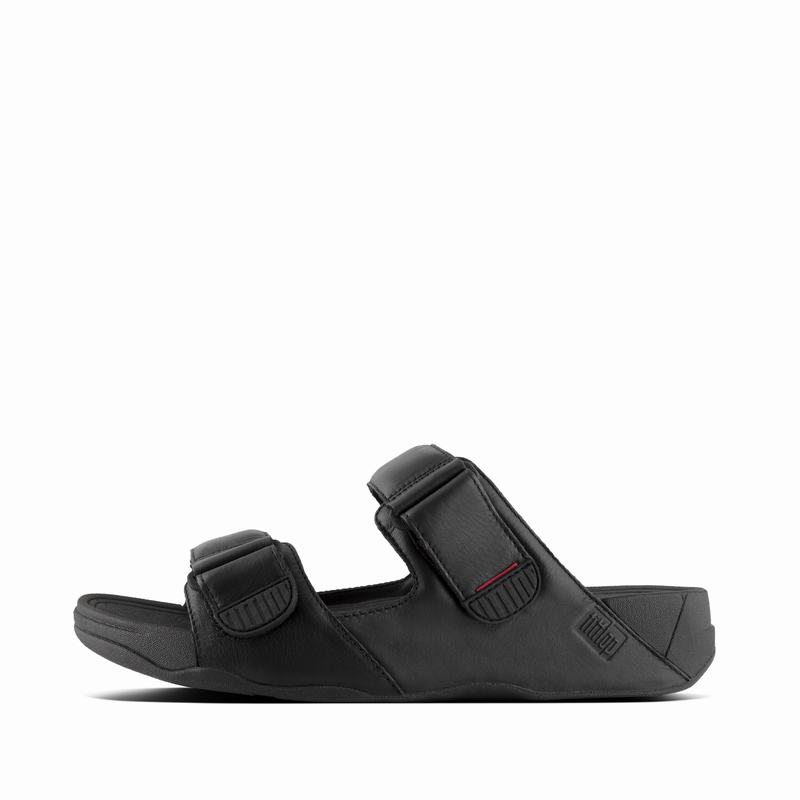 FitFlop Gogh-Moc Leder Schwarz - FitFlop Pantoletten Herren Sale [XLQZ-96501]